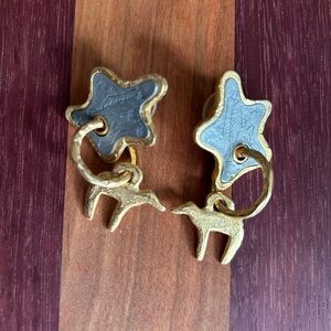 Whimsical Gold Star and Dog Earrings